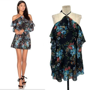 LPA Dress 5 in Antique Floral Print Off the Shoulder‎ Halter Size Small